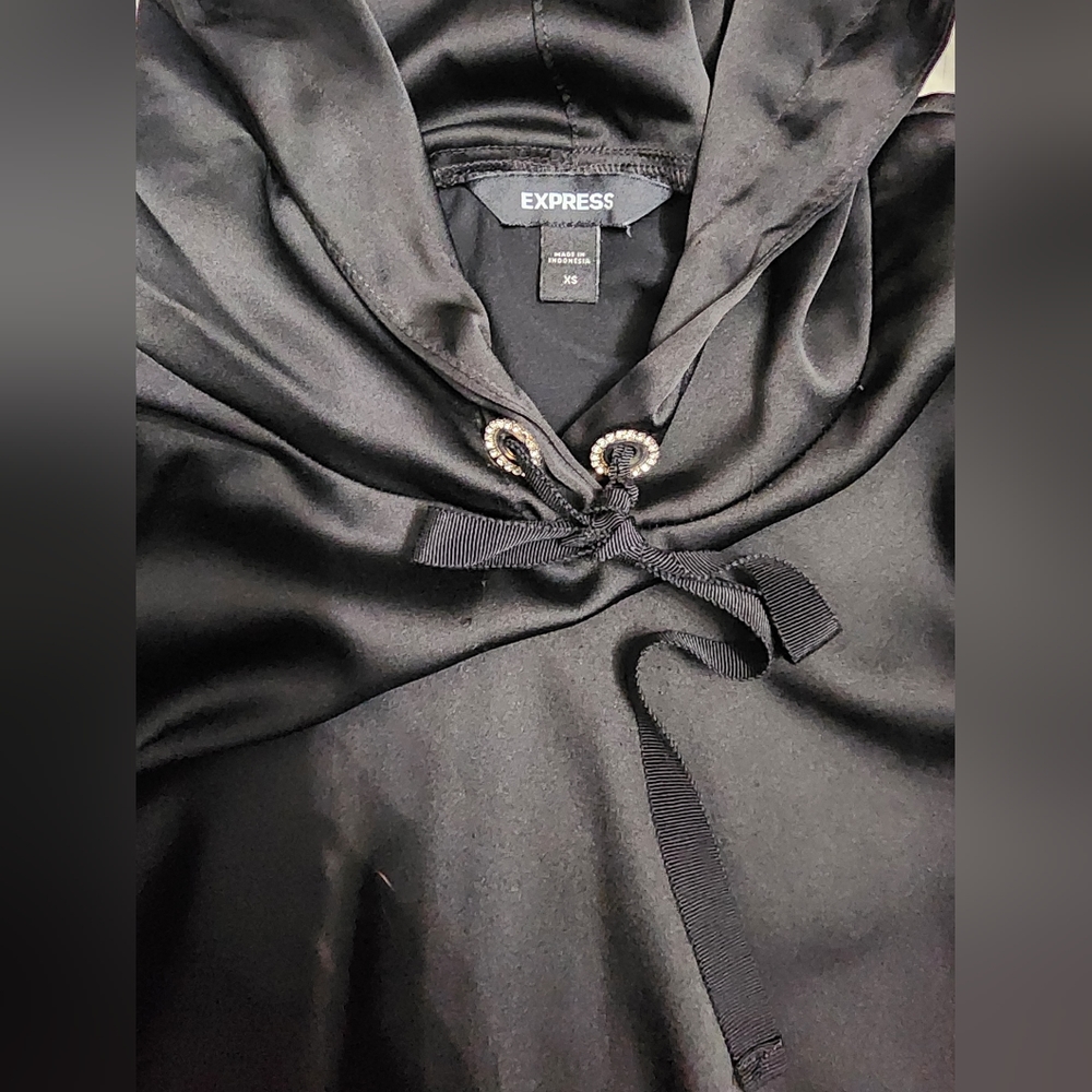 Express Black Satin Hoodie View 3